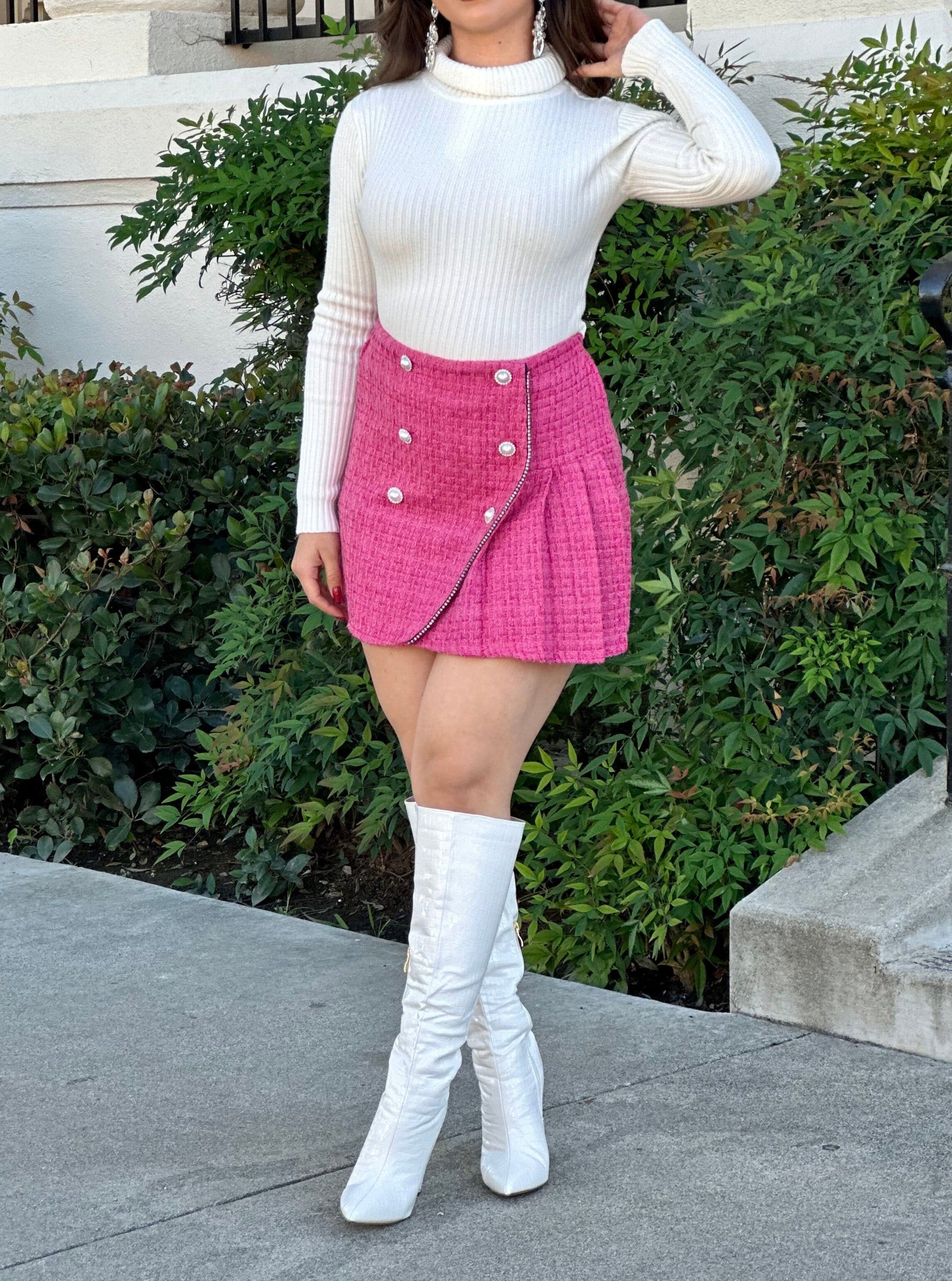 Eloise Tweed Mini Skirt (Pink)