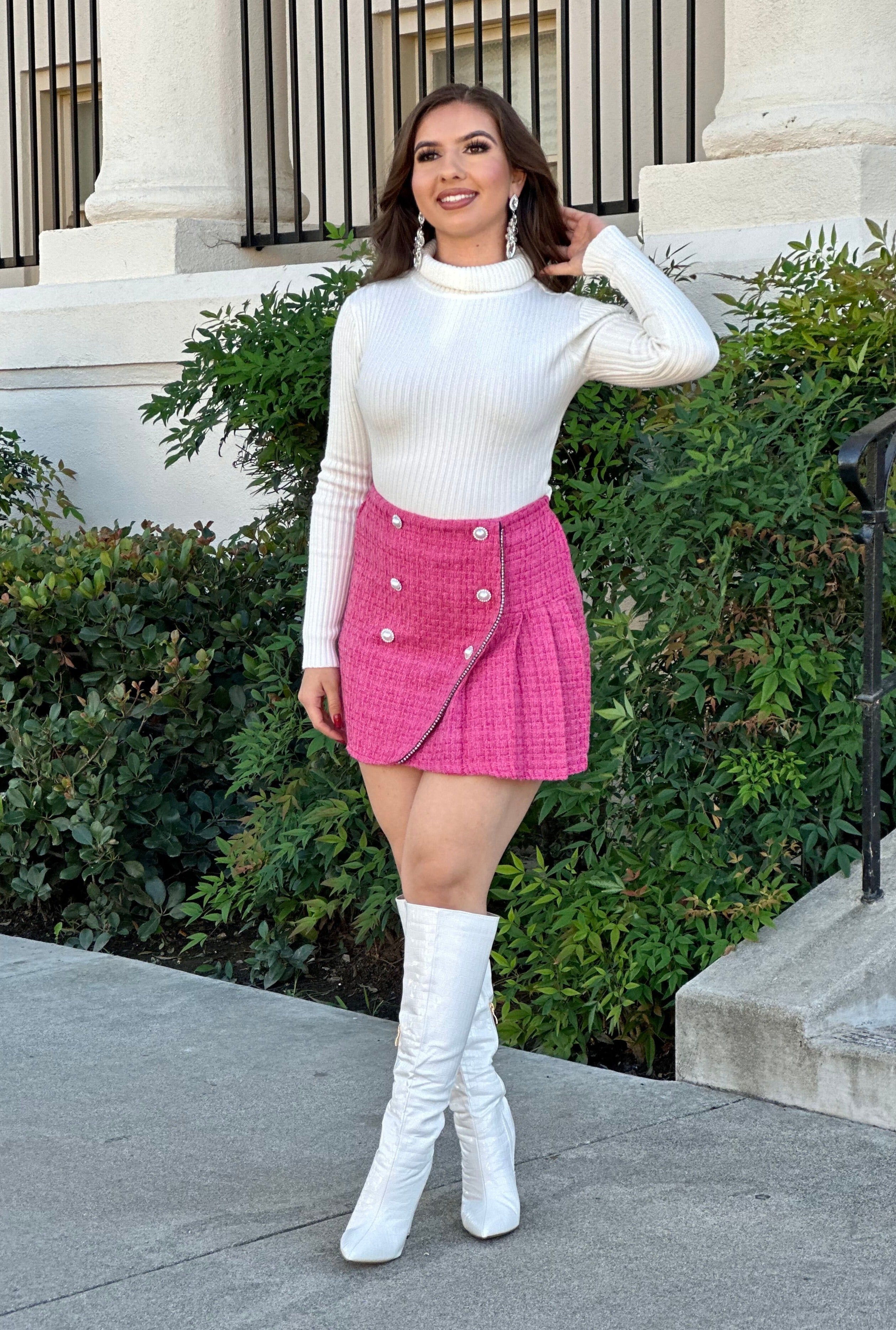 Eloise Tweed Mini Skirt (Pink)