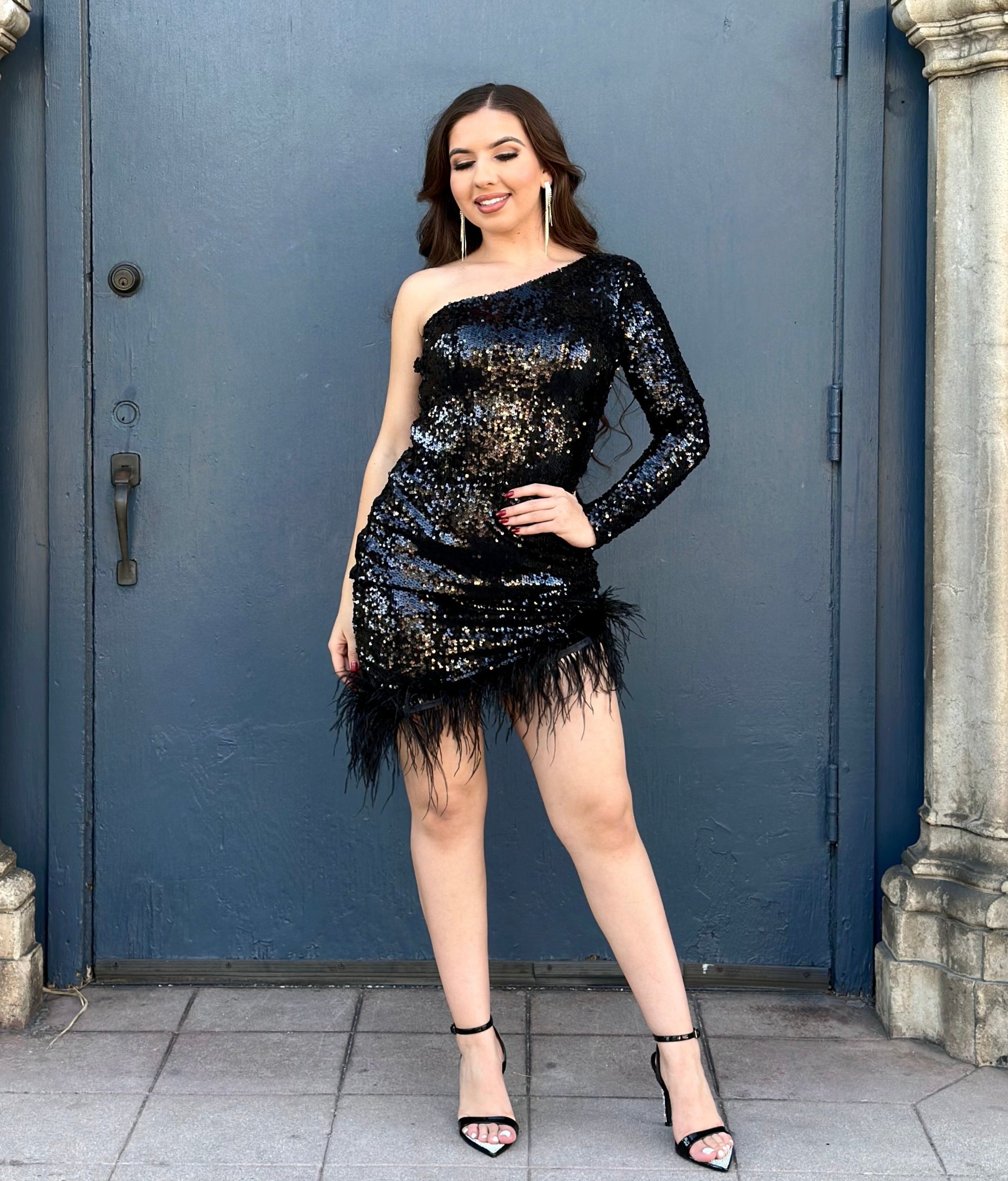 Black Tie Sequin Mini Dress Valeria'S Boutique Black Tie Sequin Mini Dress Valeria'S Boutique