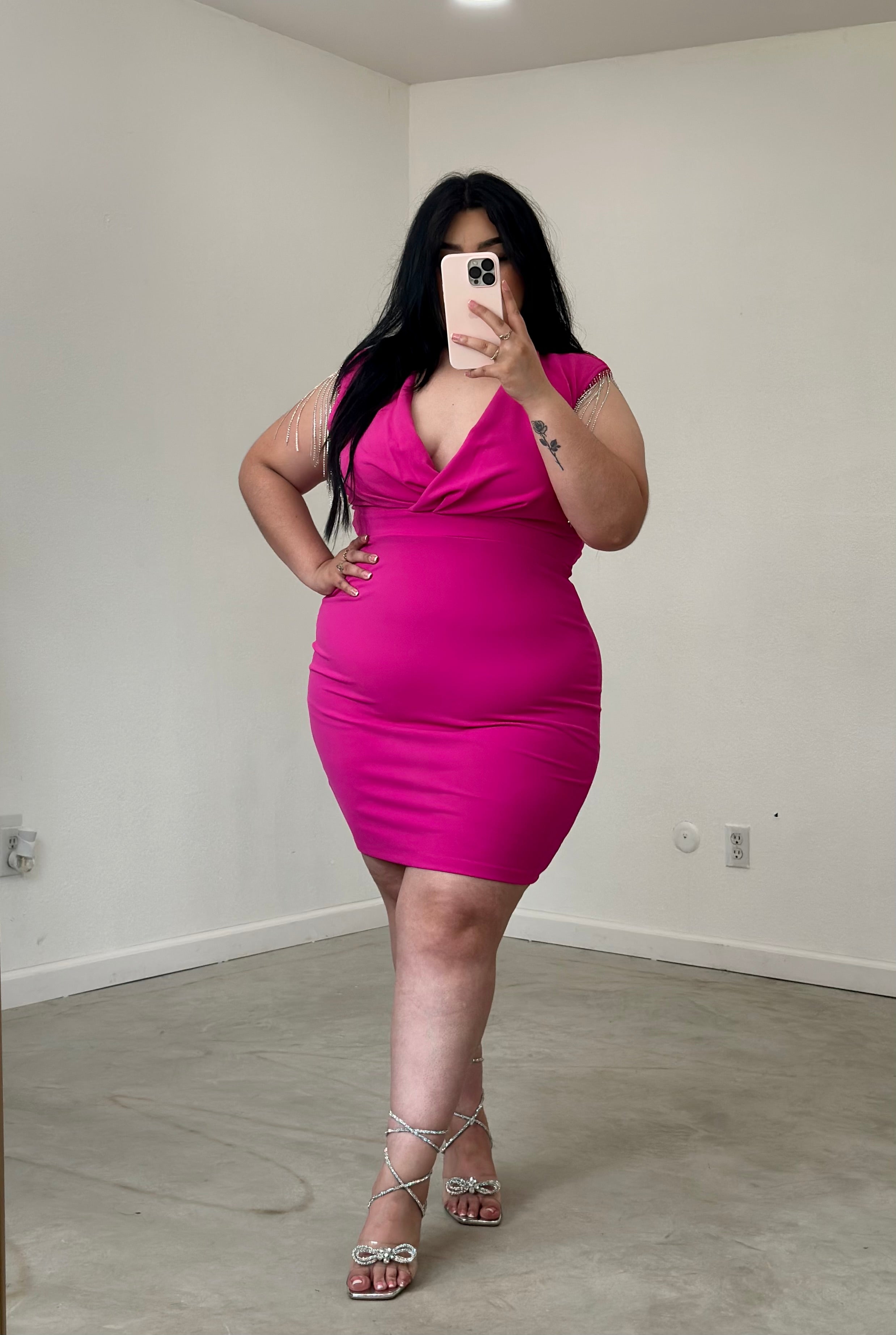 pink mini dress plus size Alicia (Hot Pink) Anika Size:AUS8/US4 short puff sleeves free dress sewing patterns
