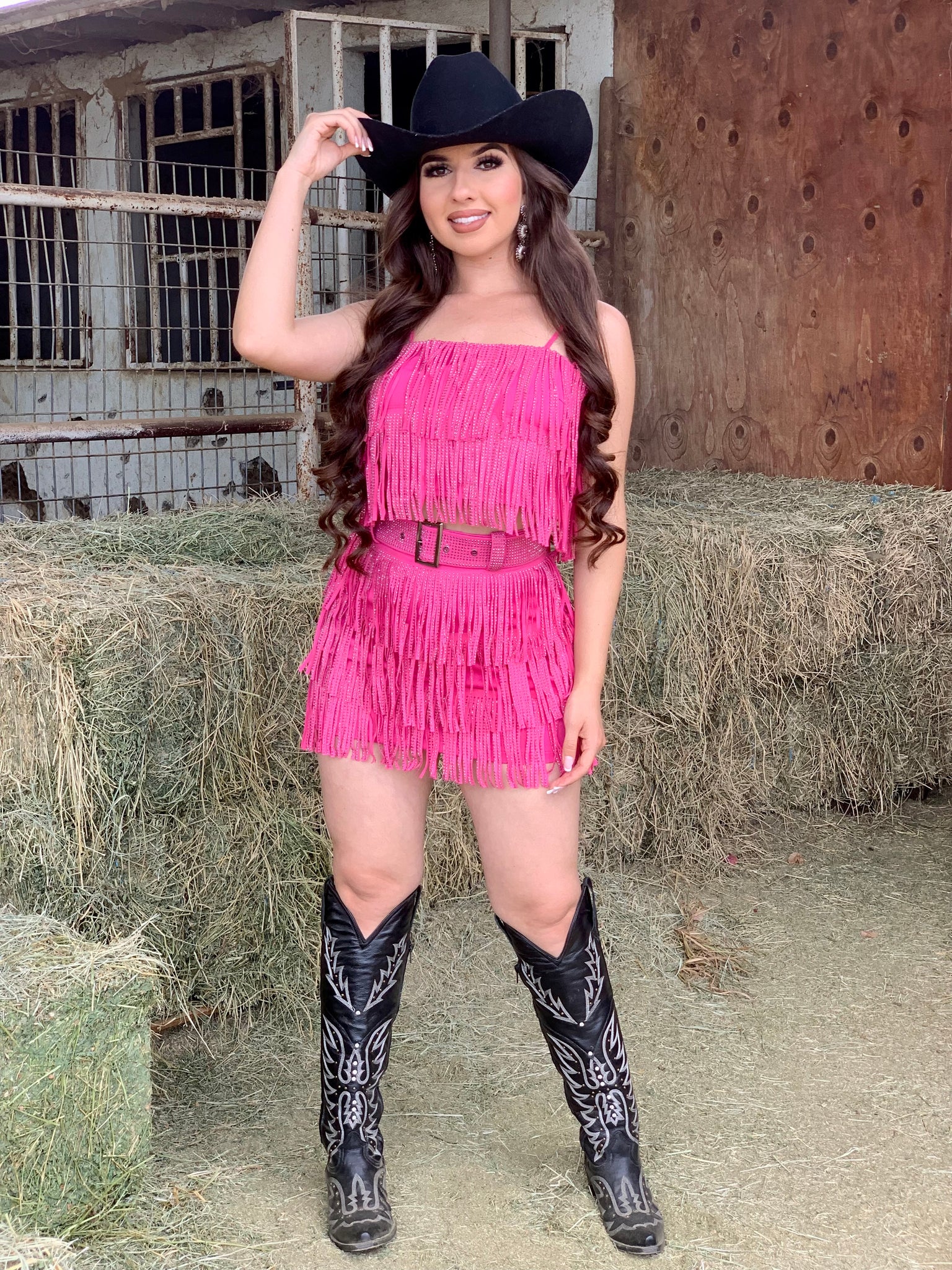 Let’s Rodeo Fringe Skirt (Hot Pink)