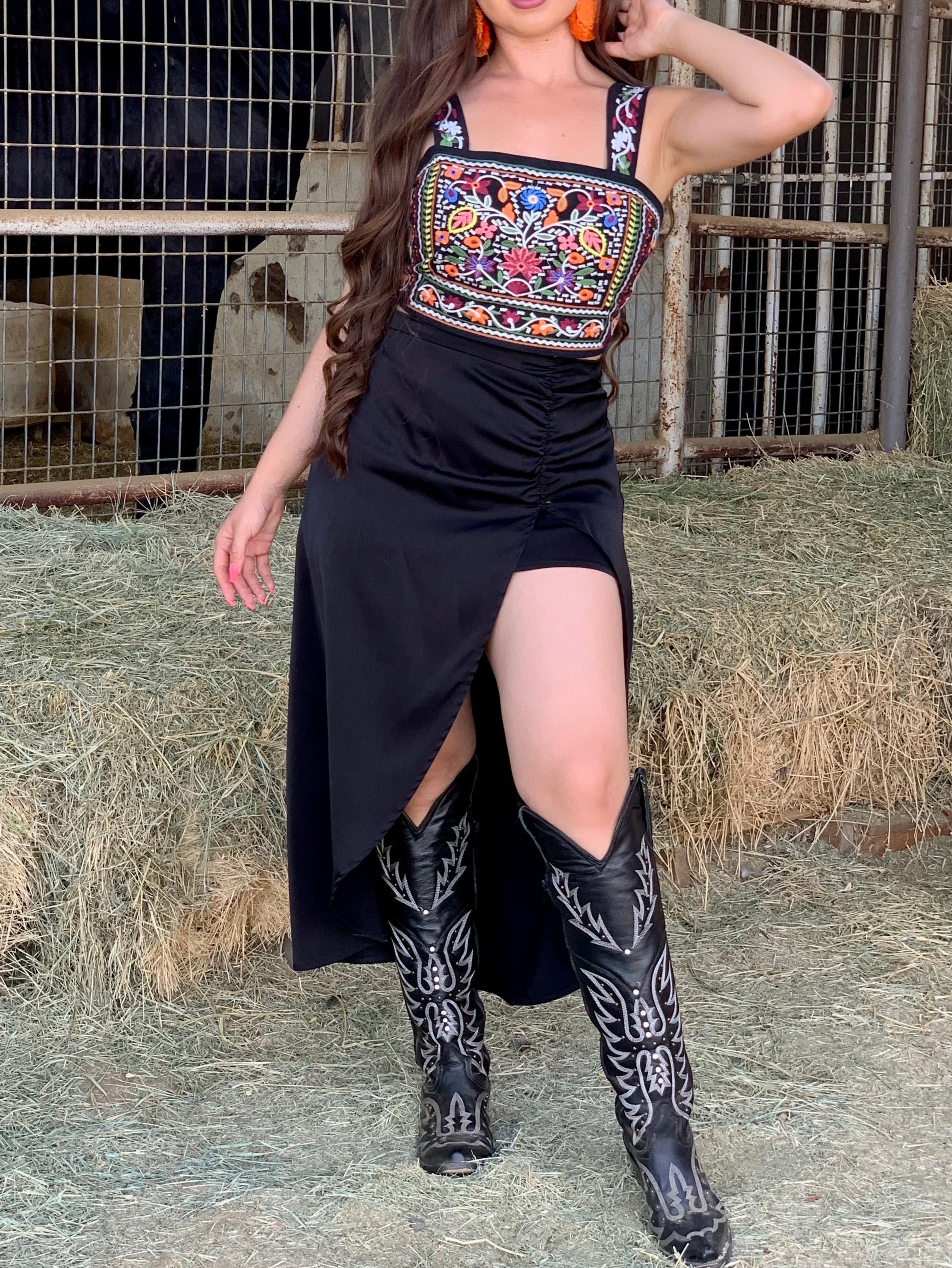 Vallarta Side Slit Skirt (Black)