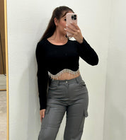 Tinker Rhinestone Top (Black)