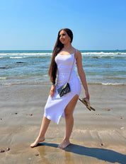 Katelyn Ribbed Midi Dress (White)