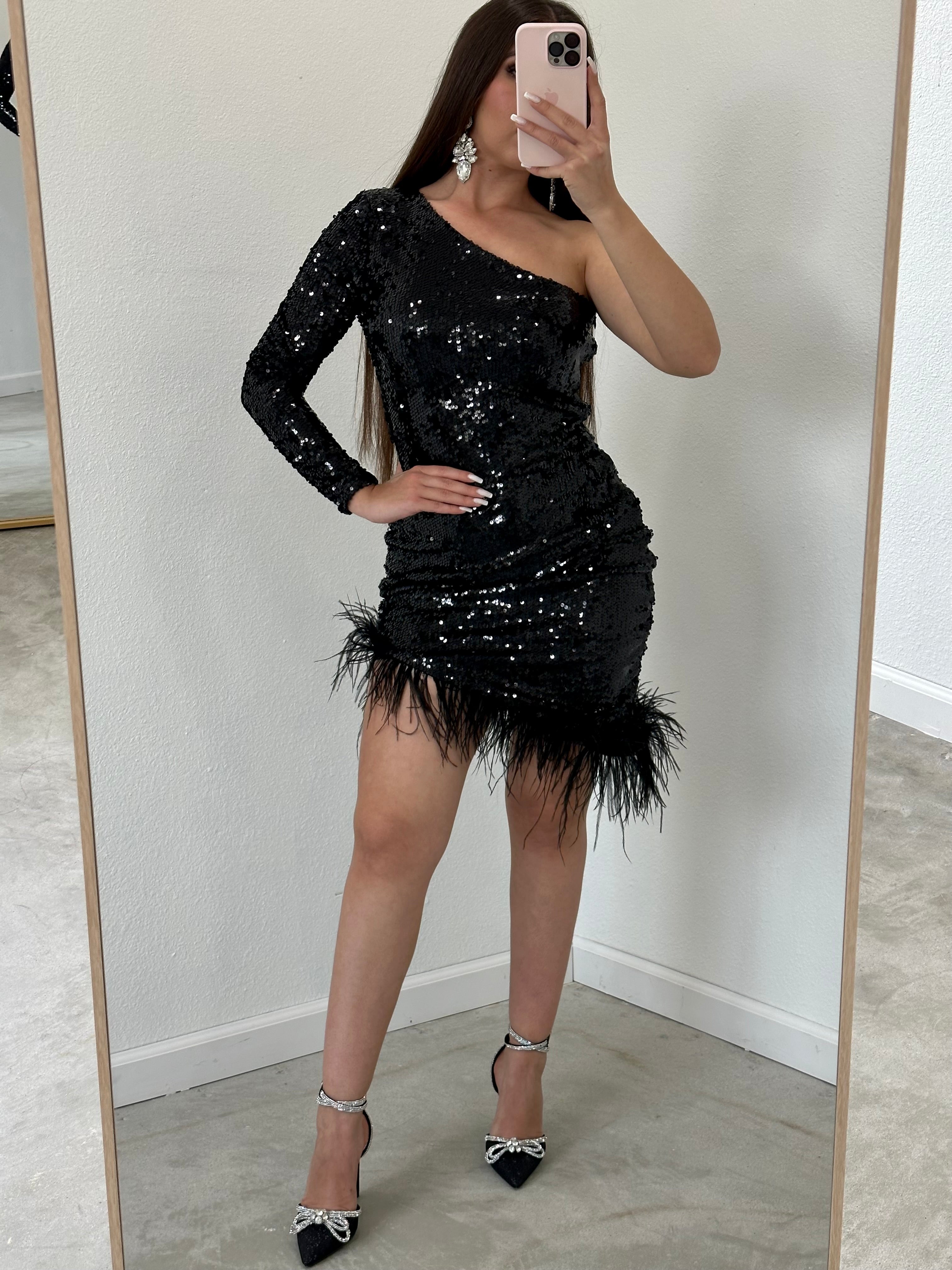 Black Tie Sequin Mini Dress Valeria'S Boutique Black Tie Sequin Mini Dress Valeria'S Boutique