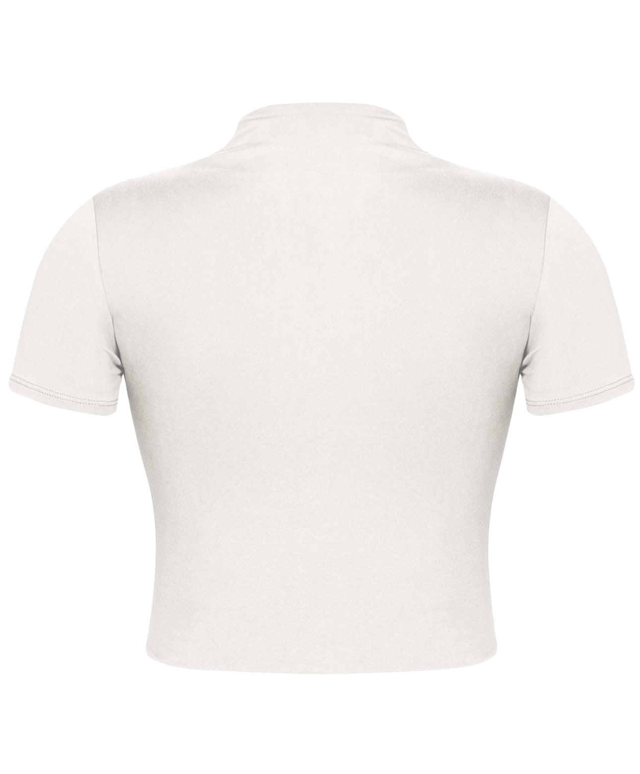 Valerie Short Sleeve Mock Neck Crop Top (White)