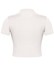 Valerie Short Sleeve Mock Neck Crop Top (White)