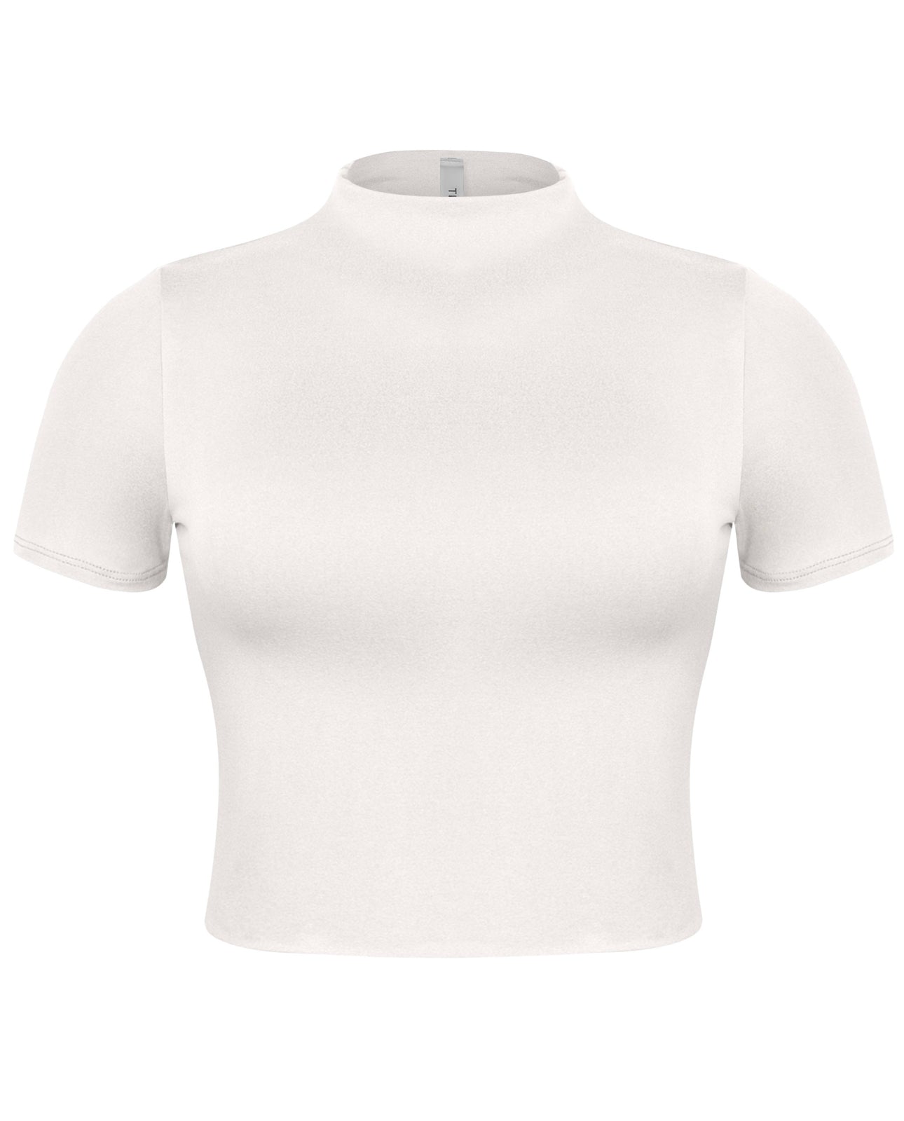 Valerie Short Sleeve Mock Neck Crop Top (White)