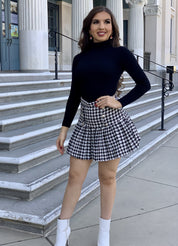 Audrey Tweed Pleated Mini Skirt (White)