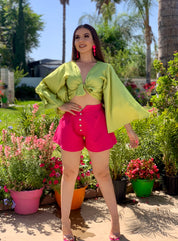 Cayetana Wide Leg Shorts (Pink)