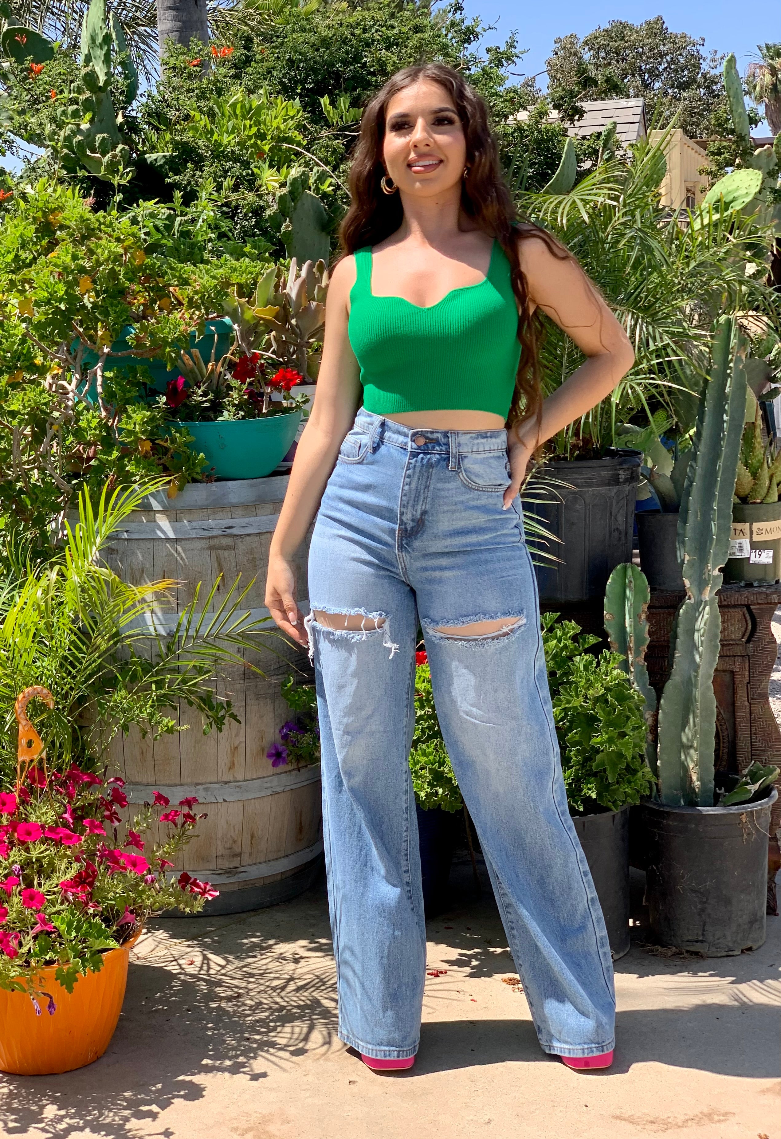 Cindy Ribbed Top (Green)