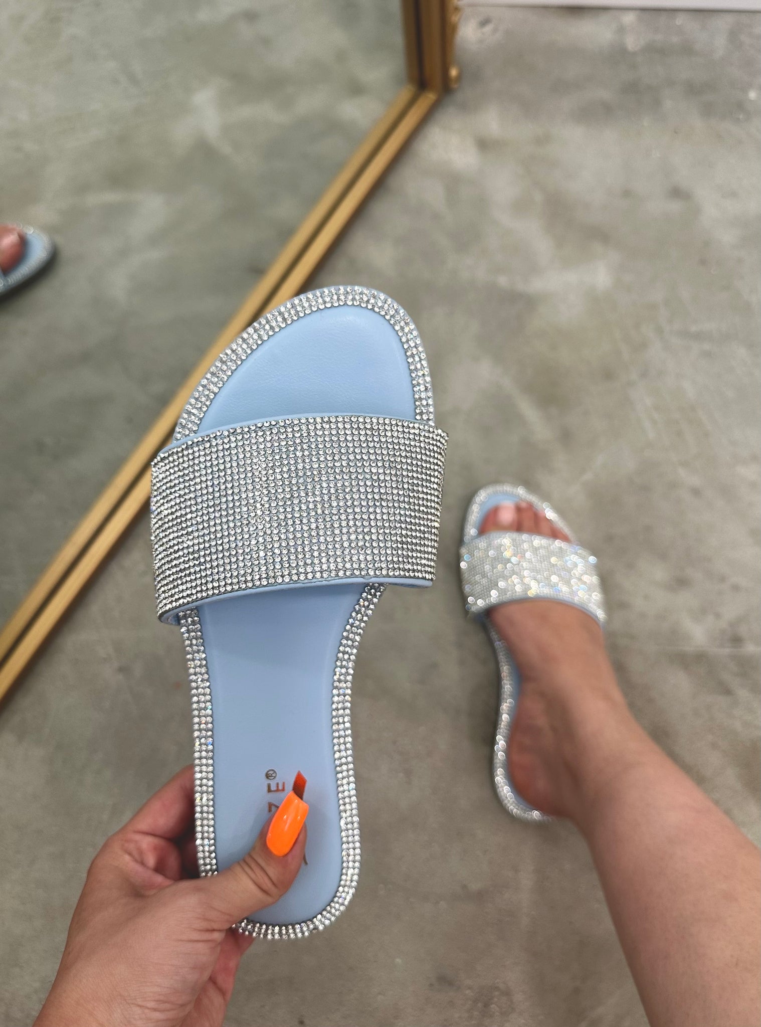 Brittany Embellished Sandals (Light Blue)