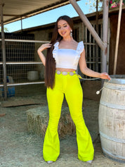 Muchacha Alegre High Rise Flare Pants (Highlighter)