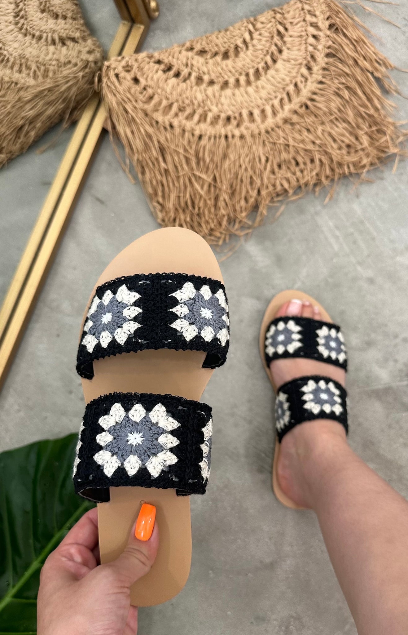 Xochi Crochet Sandals (Black)