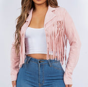 Camila Suede Fringe Jacket (Pink)