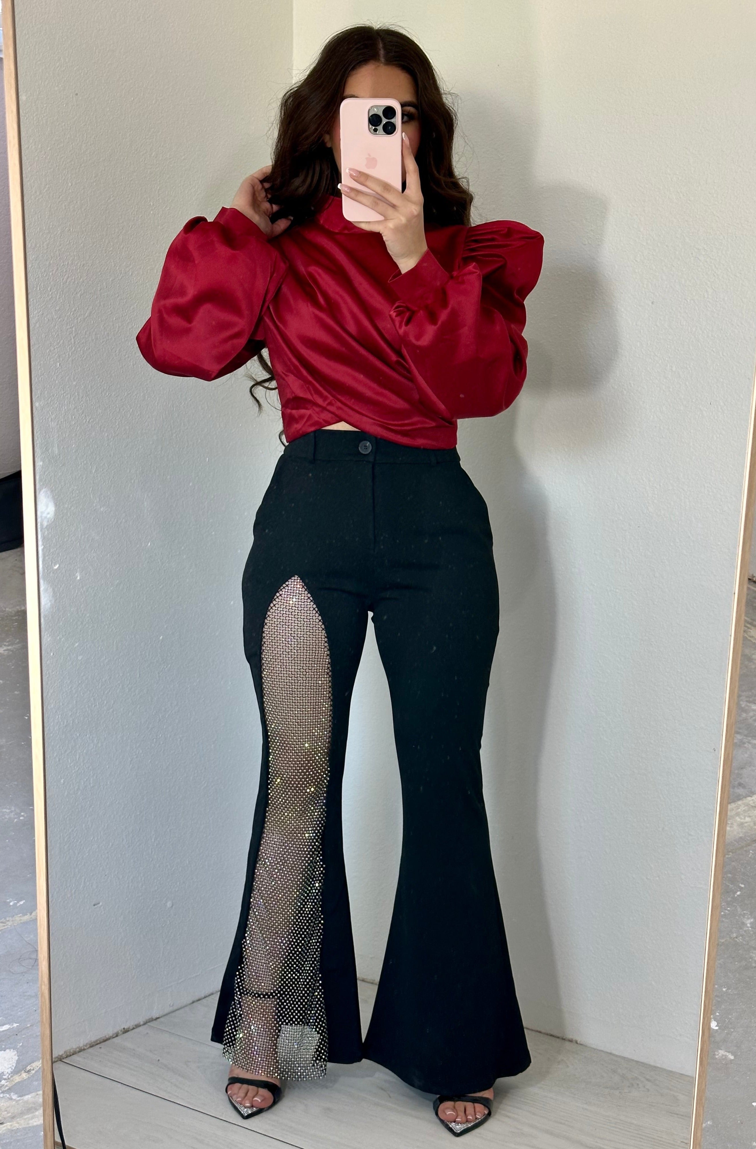 Janeth Embellished Flare Pants (Black)