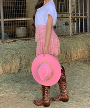 Let’s Rodeo Fringe Skirt (Light Pink)