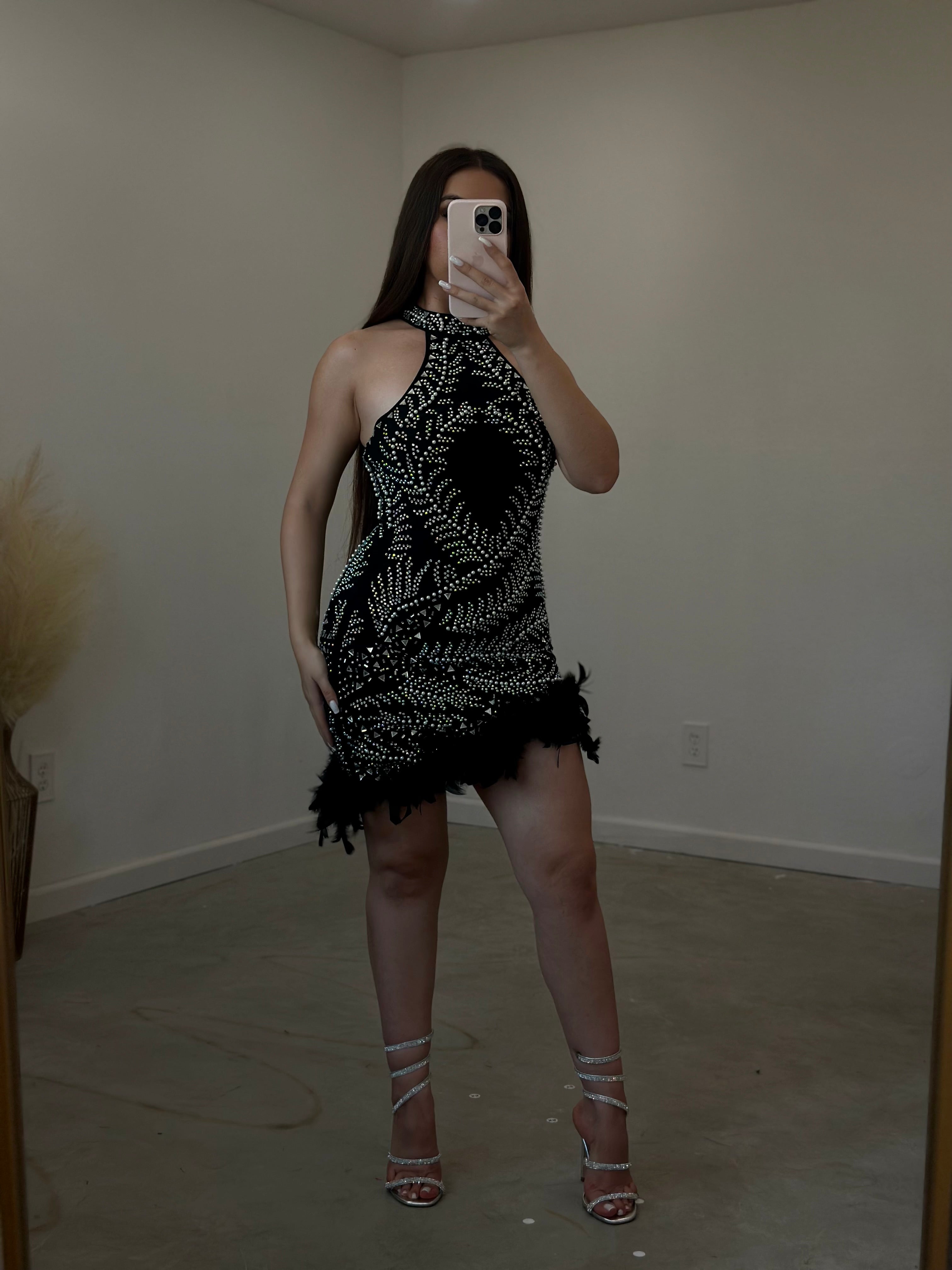 Lucy Embellished Mini Dress (Black) Valeria'S Boutique Lucy Embellished Mini Dress (Black) Valeria'S Boutique