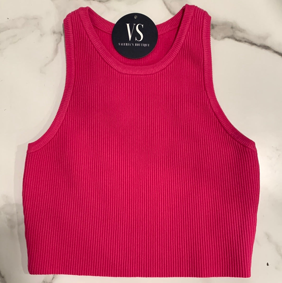 Cici Ribbed Tank Top (Pink) – Valeria'S Boutique