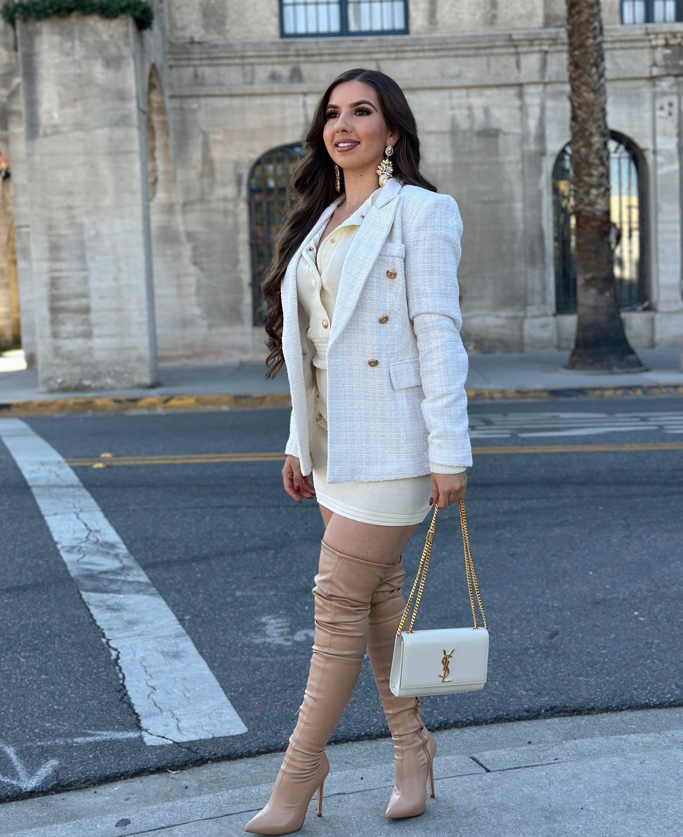 Manhattan Tweed Blazer (White)