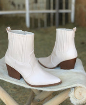 Bone White Western Booties