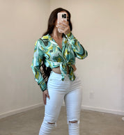 Jailyne Swirl Satin Blouse