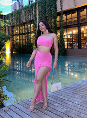 Naylea Ruffled Skirt Set (Pink)