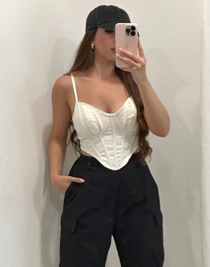 Ally Leather Top (White)