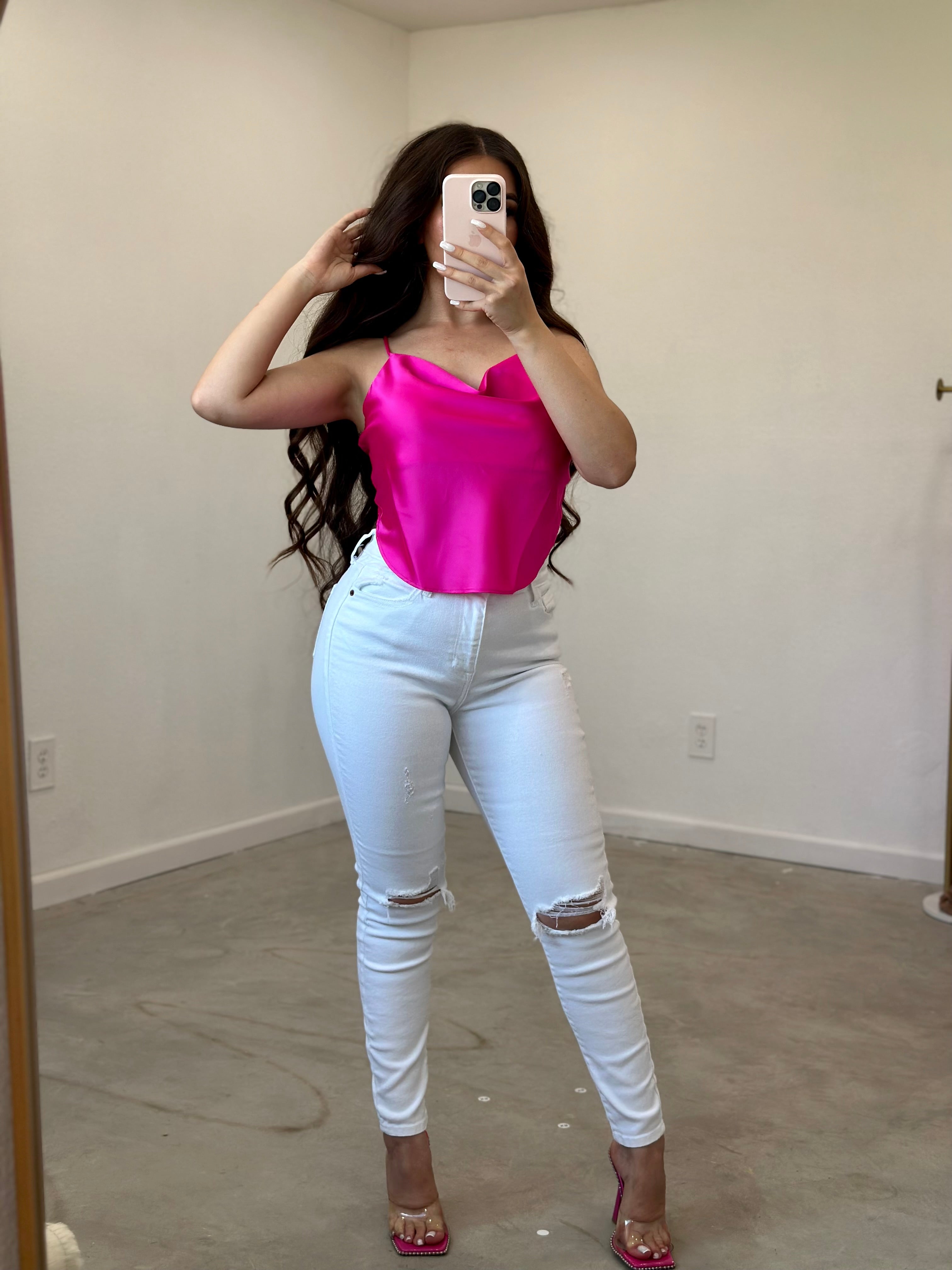 Keilani Satin Top (Pink)