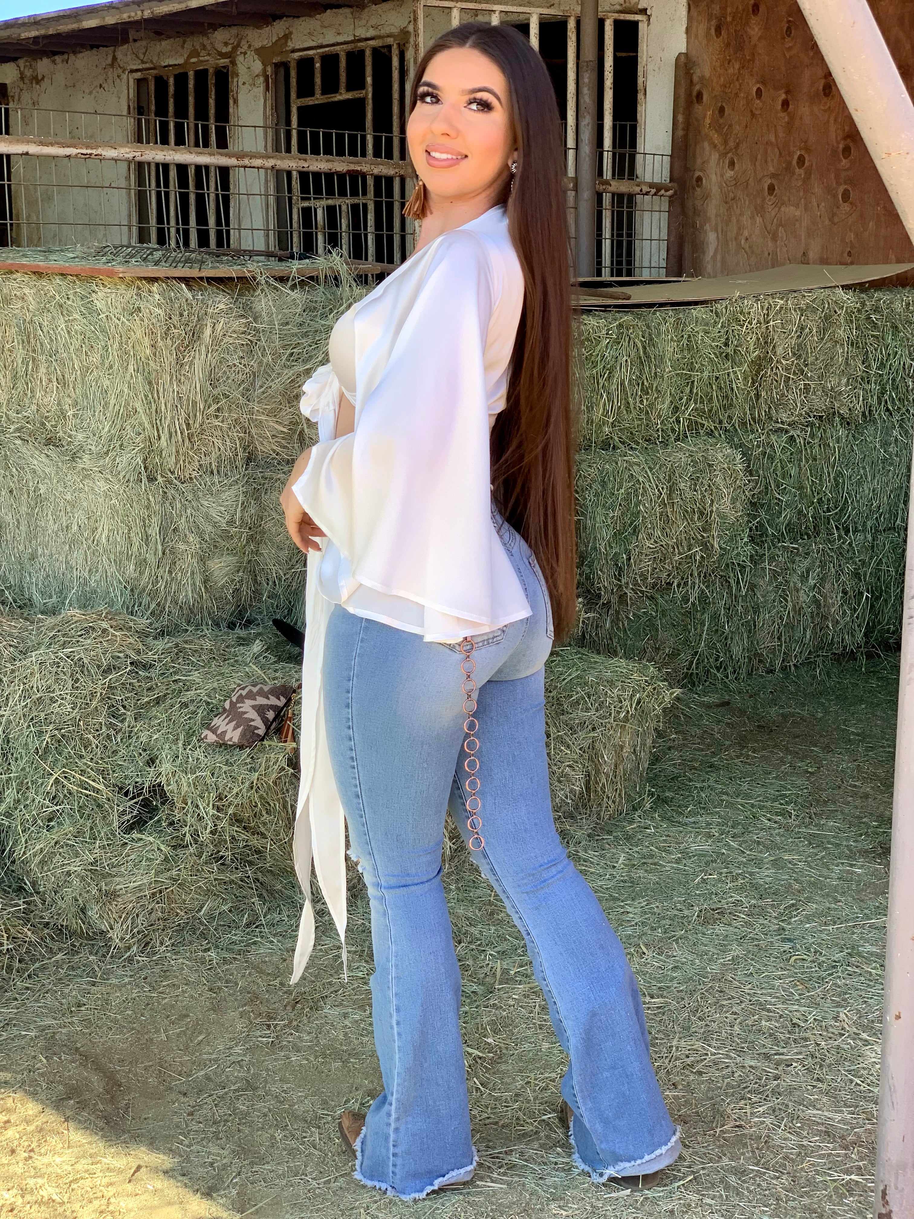 Macarena Bell Sleeve Top (White)