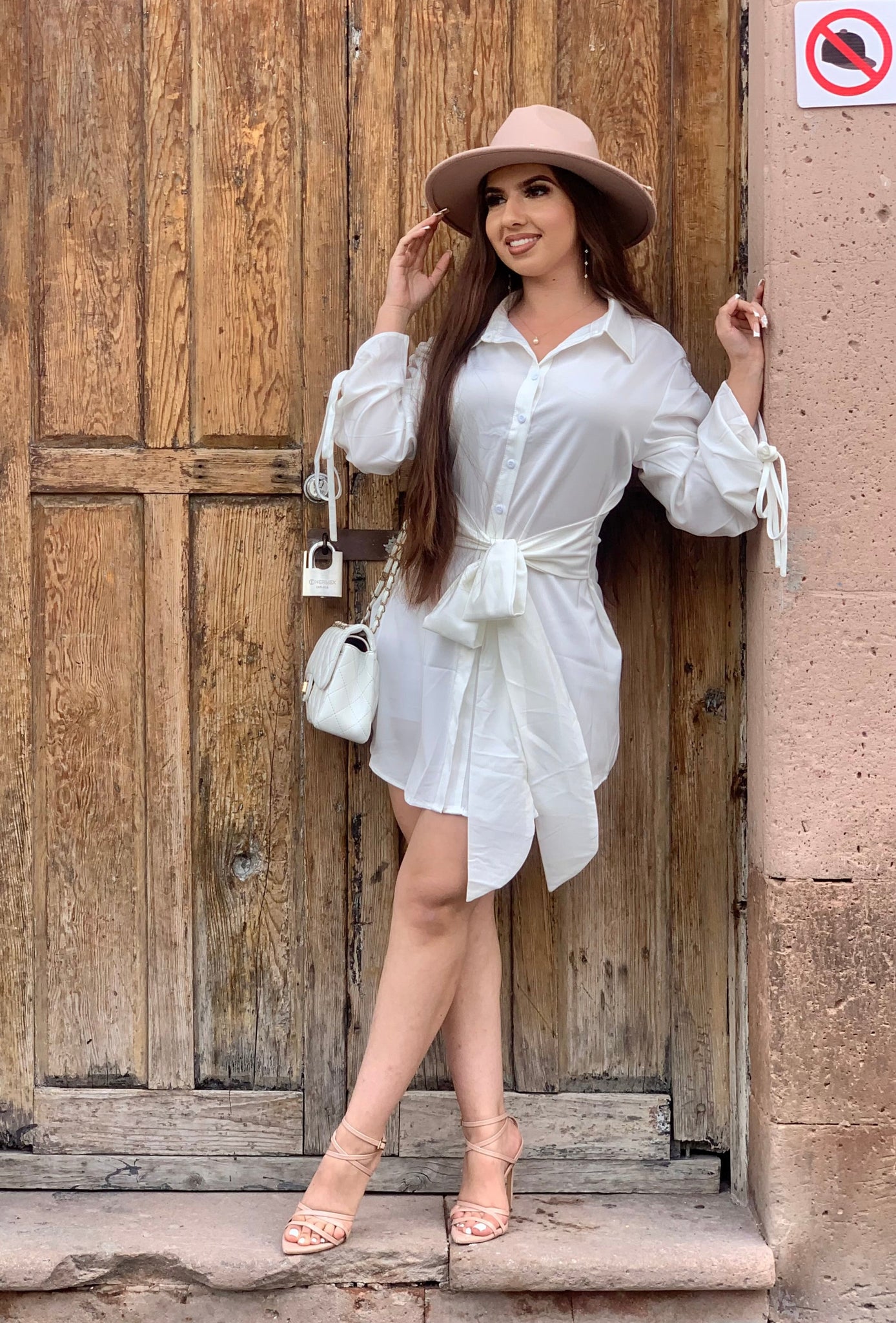 Chic Shirt Mini Dress (White)