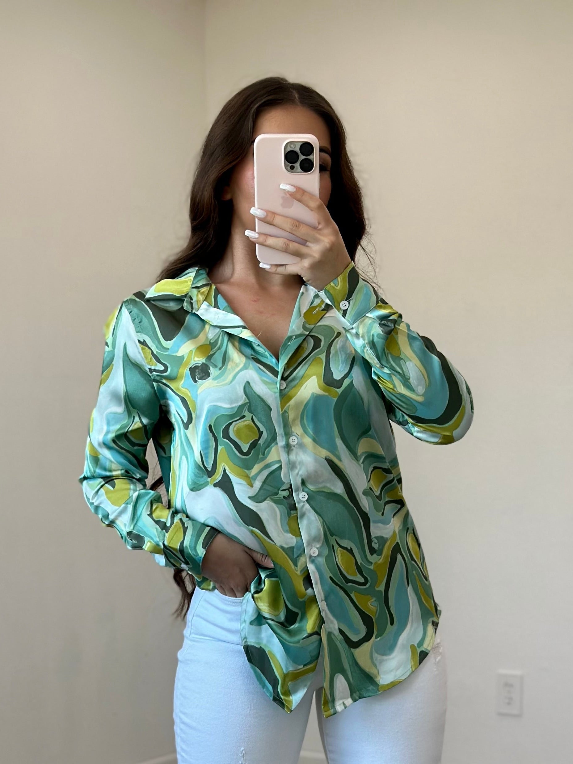 Jailyne Swirl Satin Blouse
